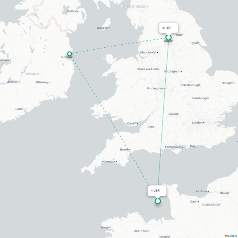 LBA - JER route map