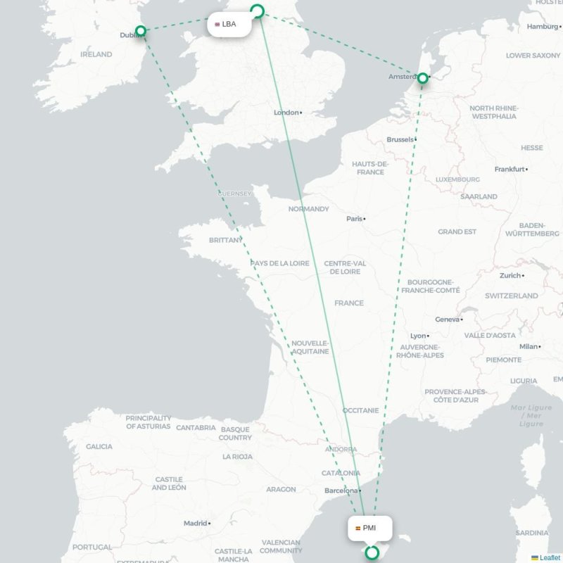 LBA - PMI route map