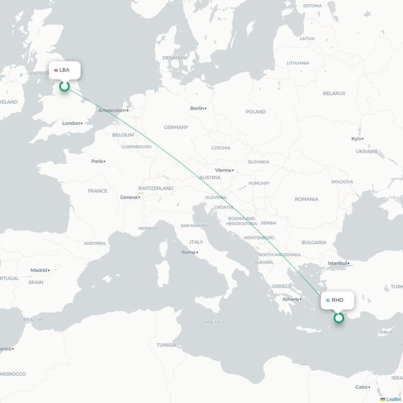 LBA - RHO route map