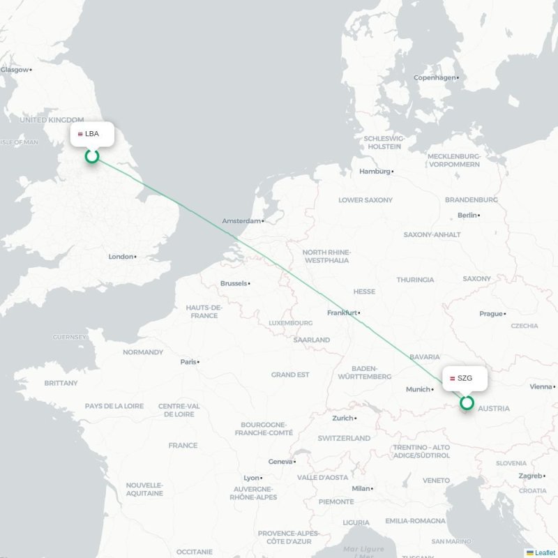 LBA - SZG route map