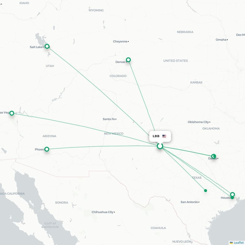 Route map Lubbock  LBB airport