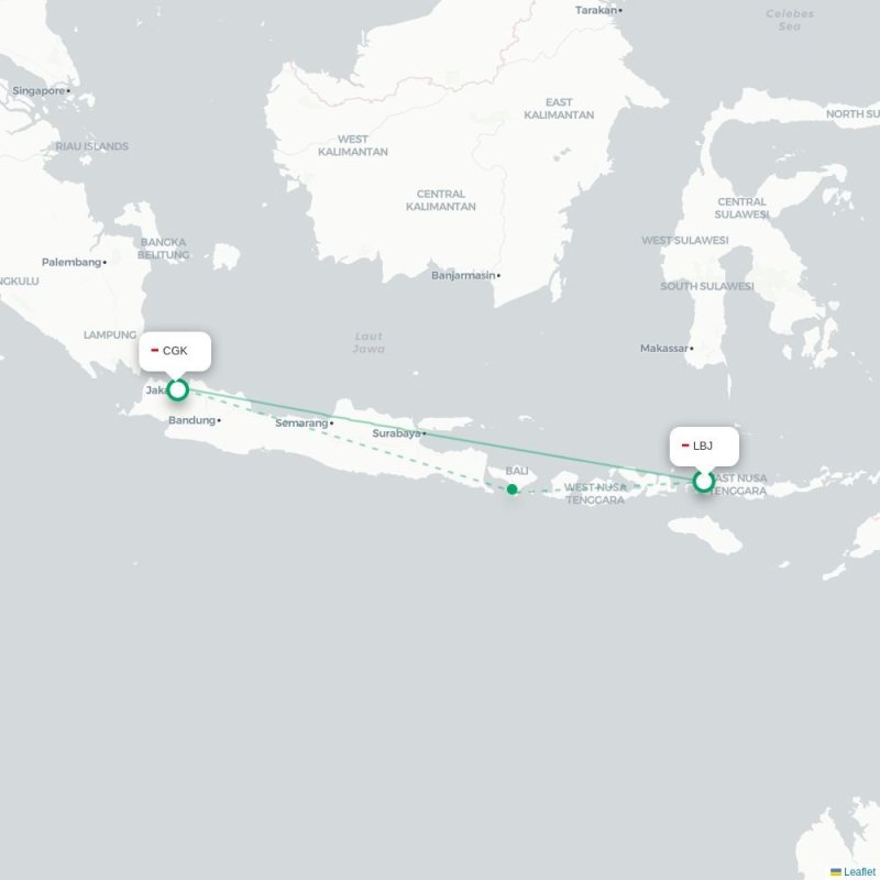 LBJ - CGK route map
