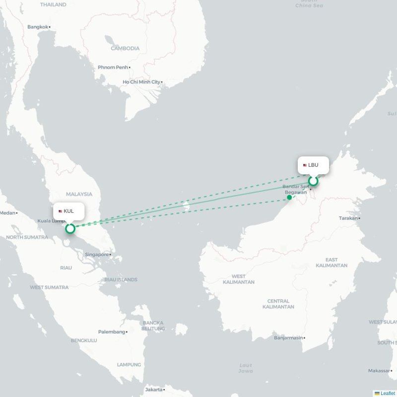 LBU - KUL route map