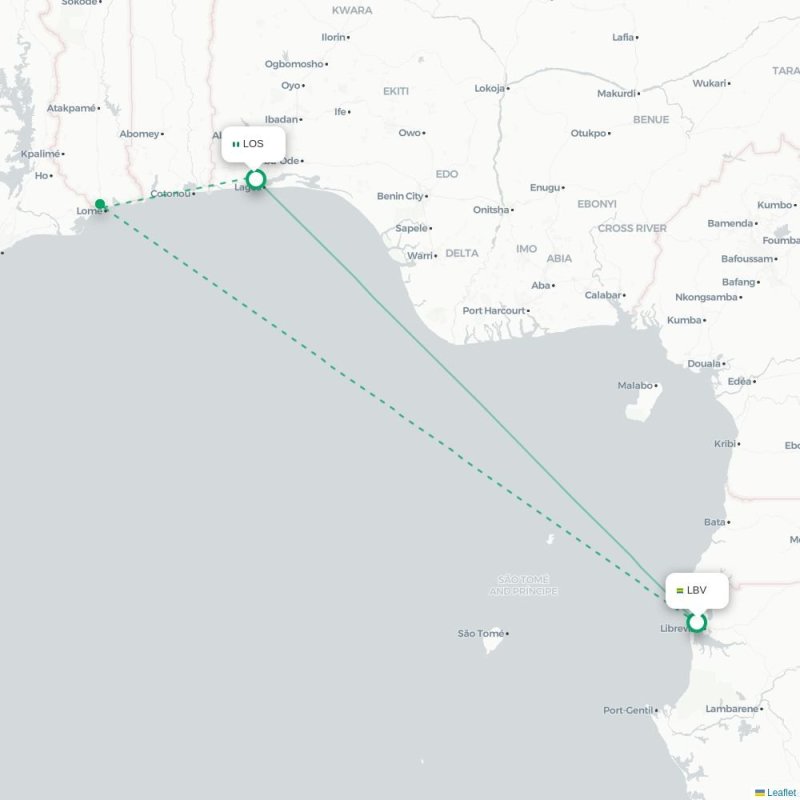 LBV - LOS route map