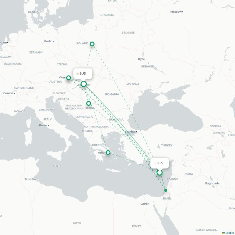 LCA - BUD route map