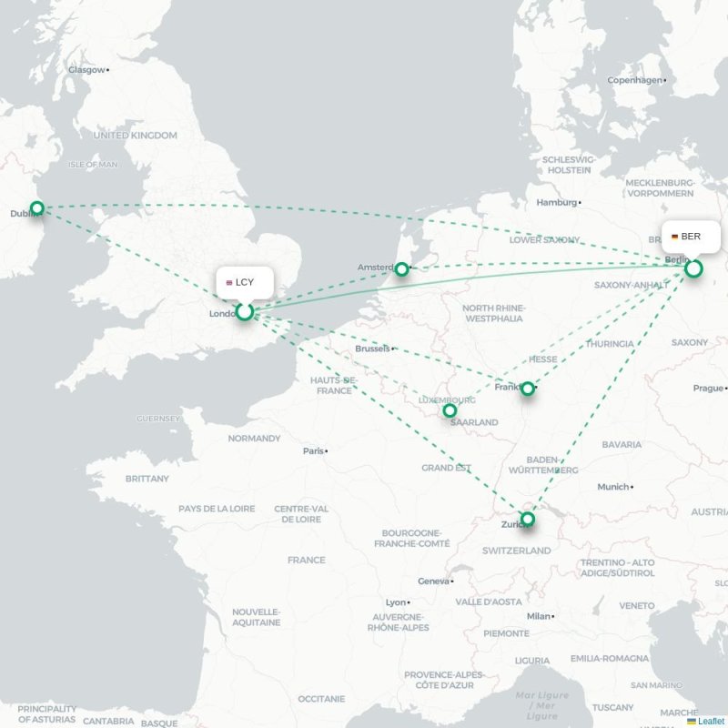 LCY - BER route map