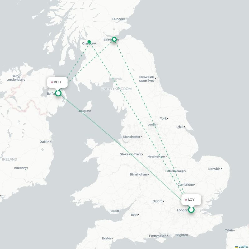 LCY - BHD route map