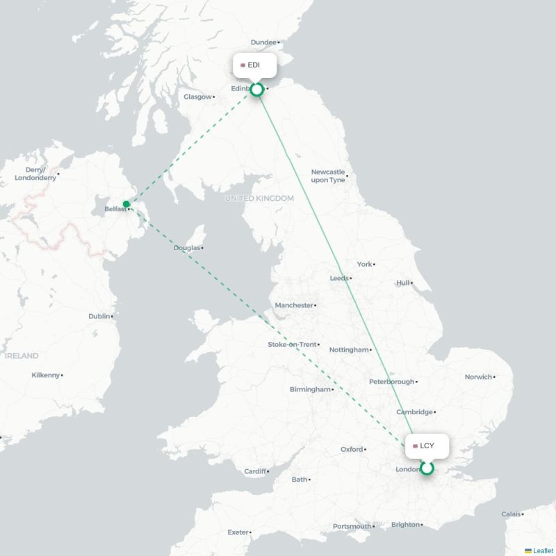 LCY - EDI route map