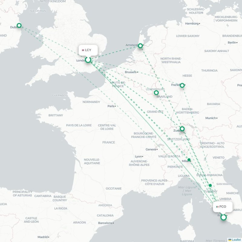 LCY - FCO route map