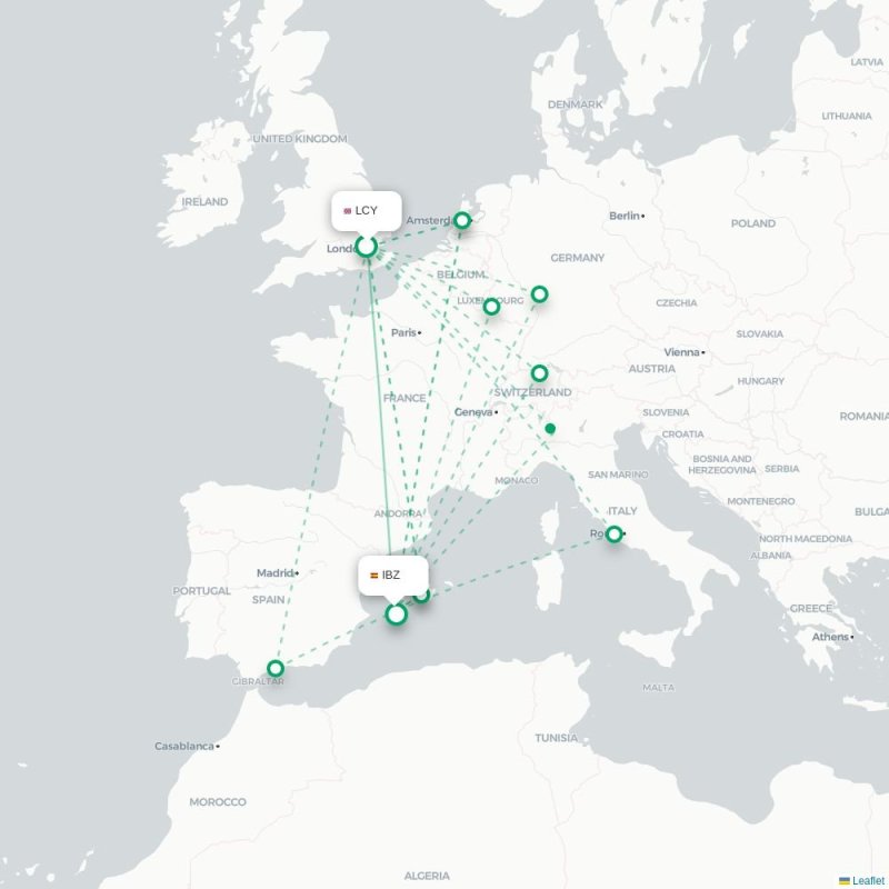 LCY - IBZ route map