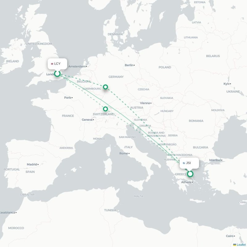 LCY - JSI route map