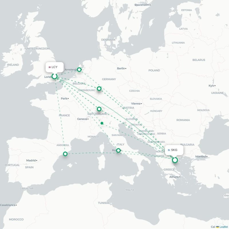 LCY - SKG route map