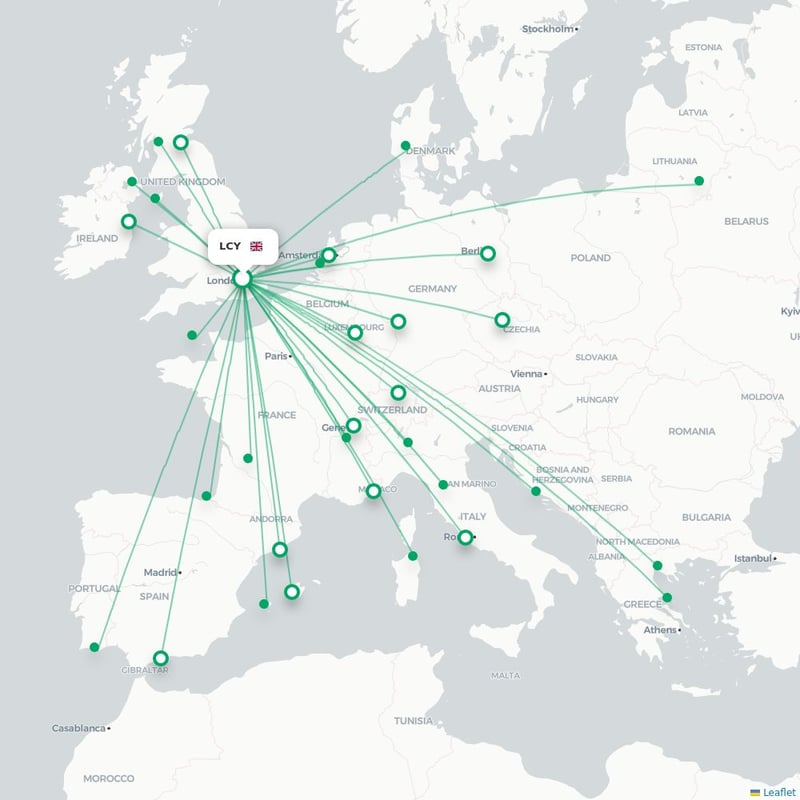 Route map London  LCY airport