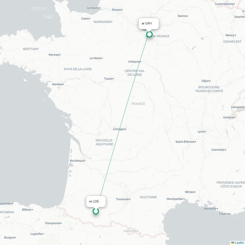 LDE - ORY route map