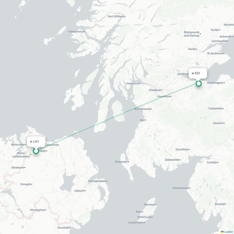 LDY - EDI route map