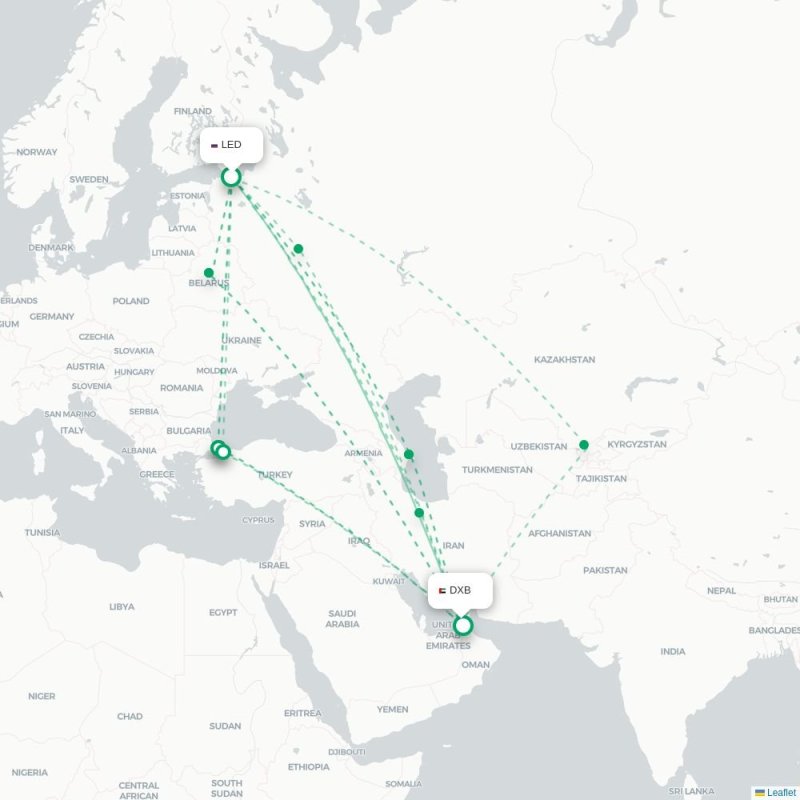 LED - DXB route map