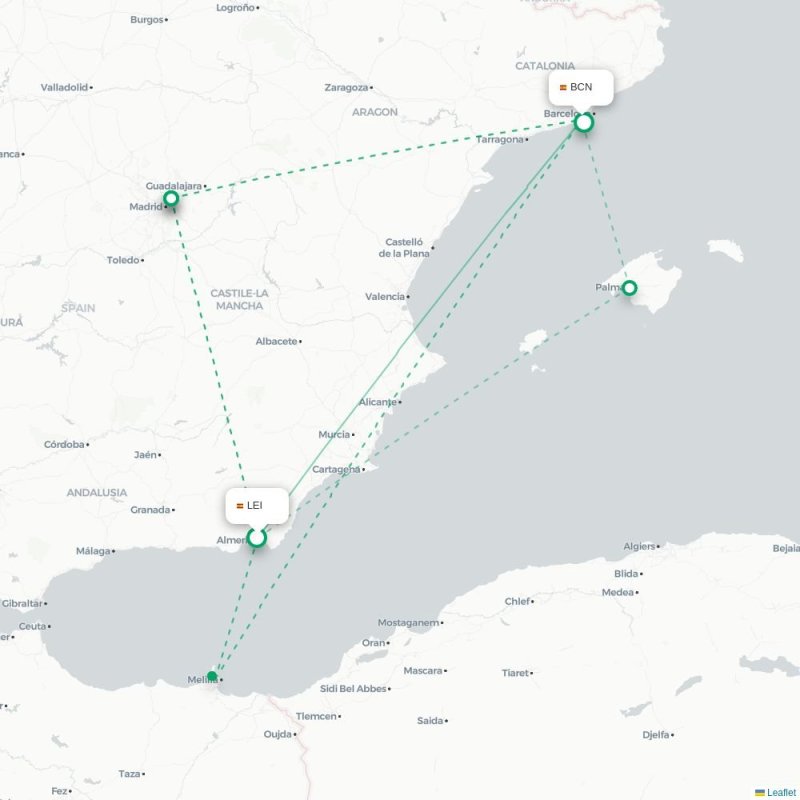 LEI - BCN route map
