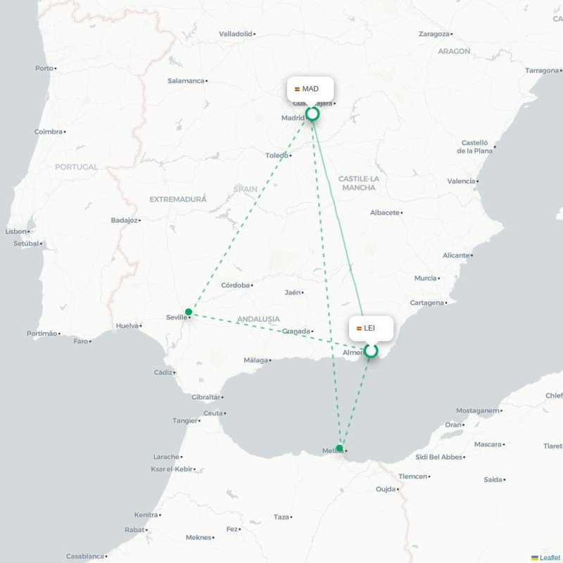LEI - MAD route map