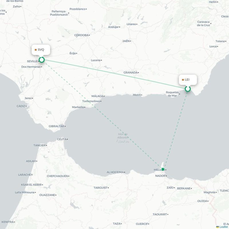 LEI - SVQ route map