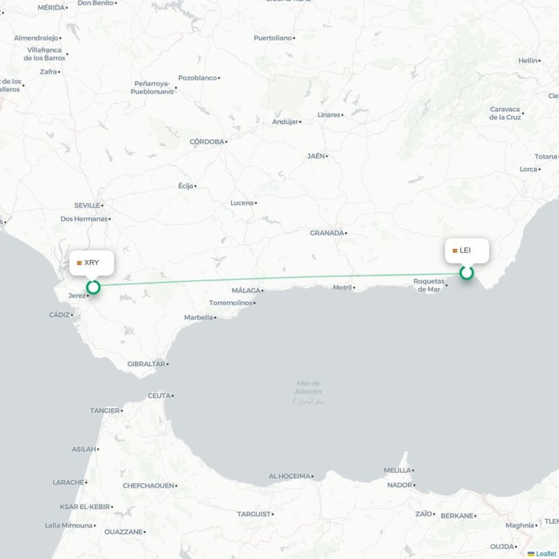 LEI - XRY route map