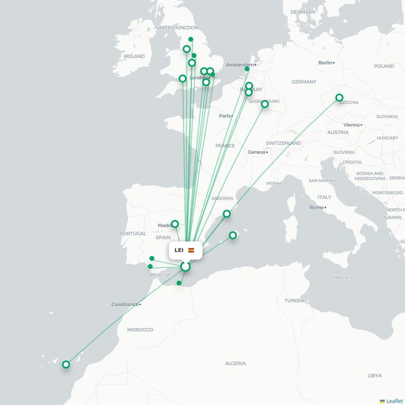 Route map Almeria  LEI airport