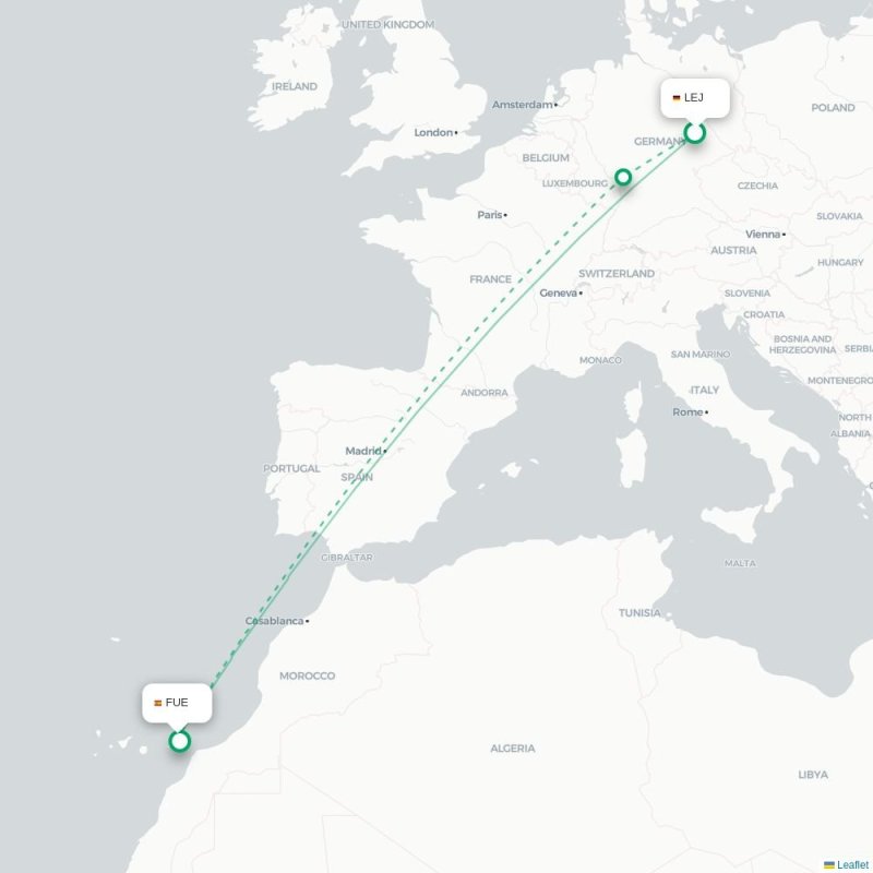 LEJ - FUE route map