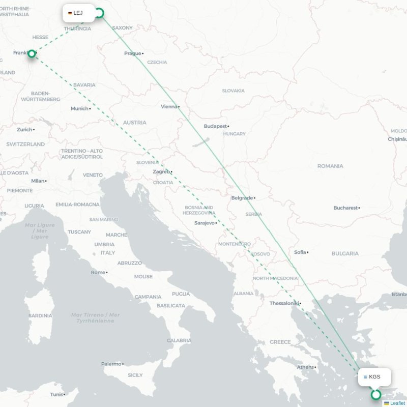 LEJ - KGS route map