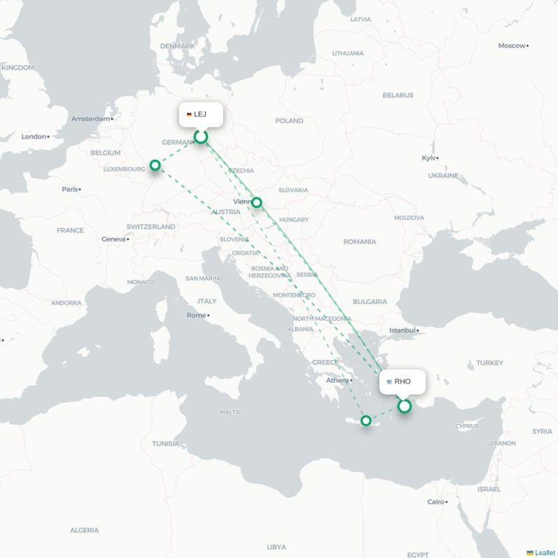 LEJ - RHO route map