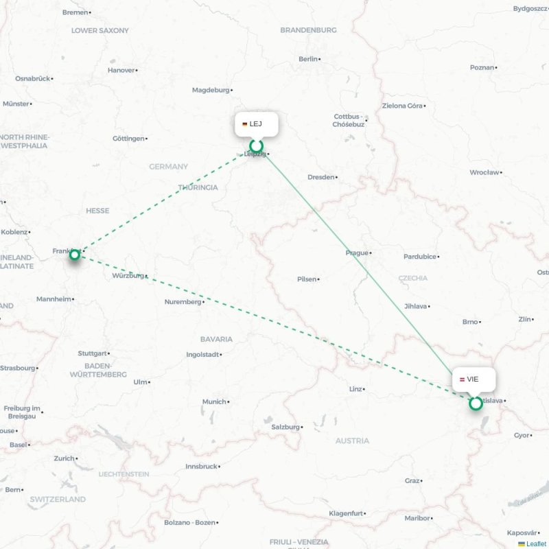 LEJ - VIE route map