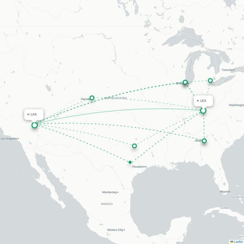 LEX - LAS route map