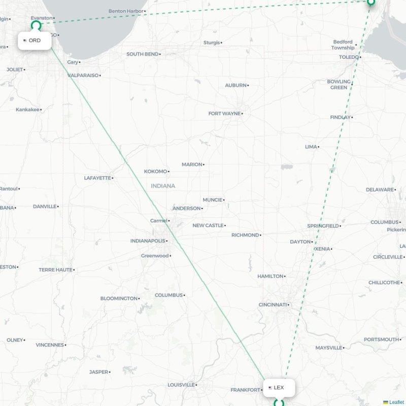LEX - ORD route map