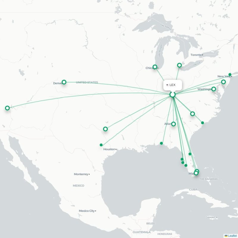 LEX - CLT route map