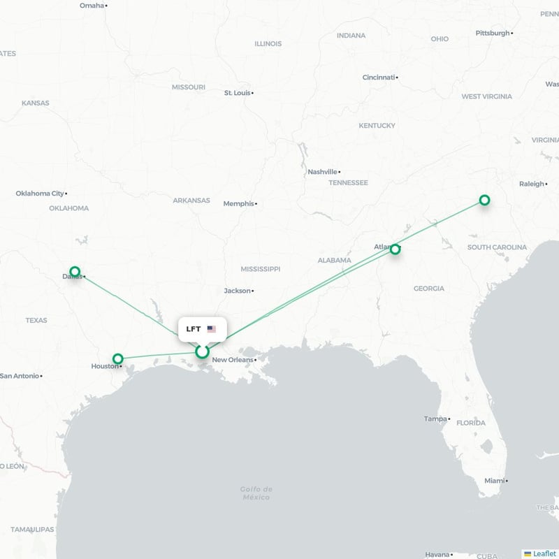 Route map Lafayette  LFT 