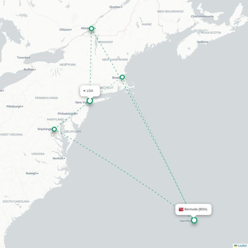 LGA - BDA route map