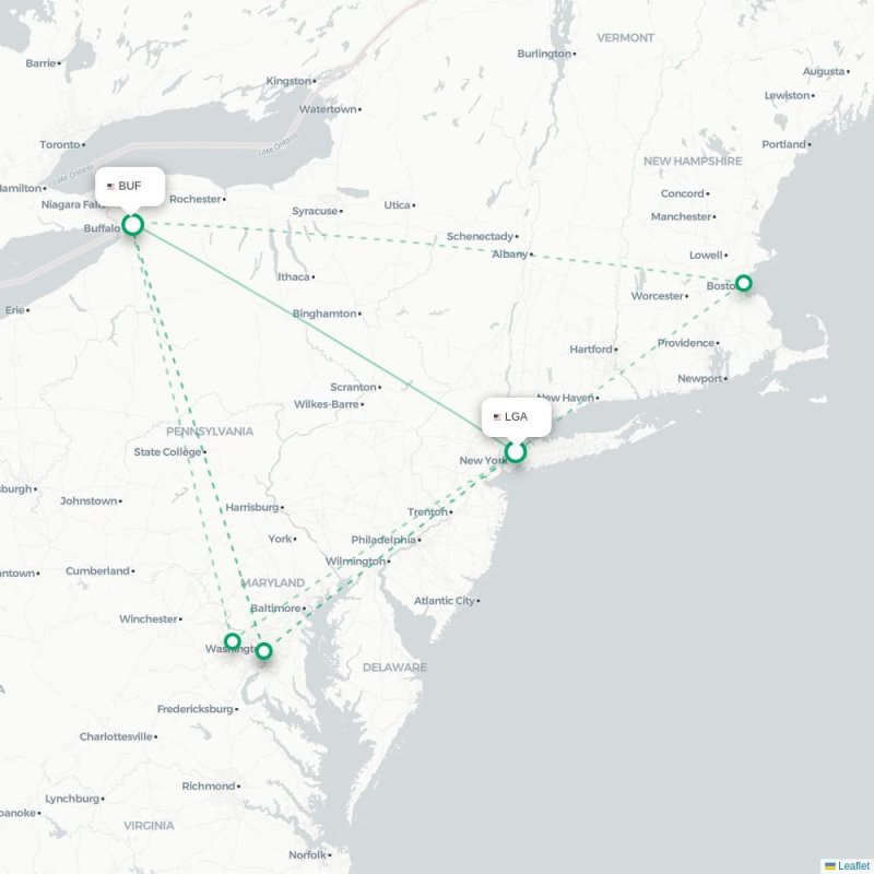 LGA - BUF route map