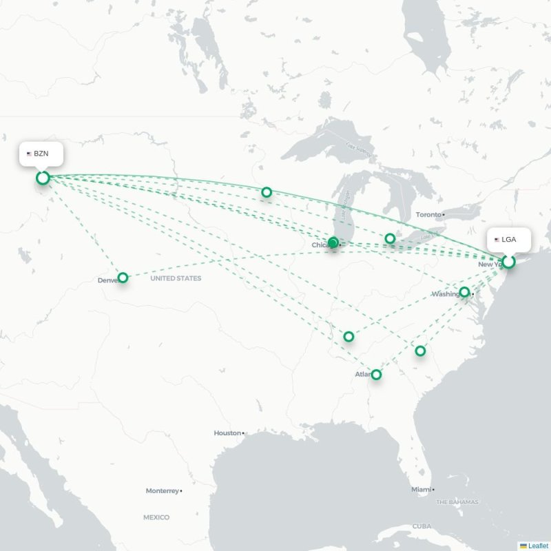 LGA - BZN route map