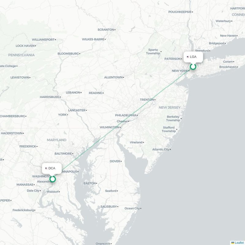 LGA - DCA route map