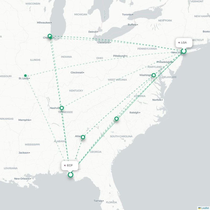 LGA - ECP route map