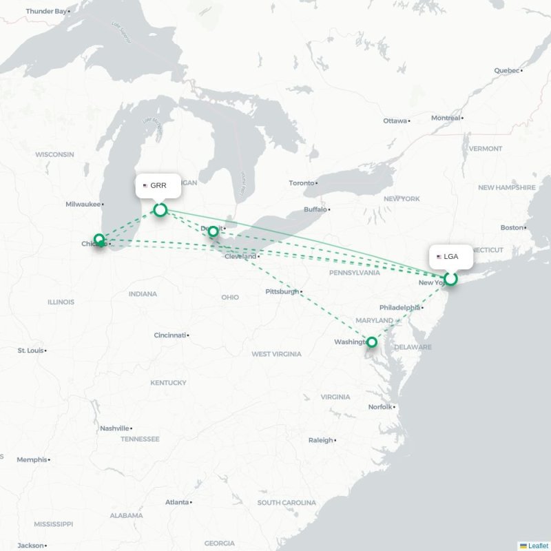 LGA - GRR route map