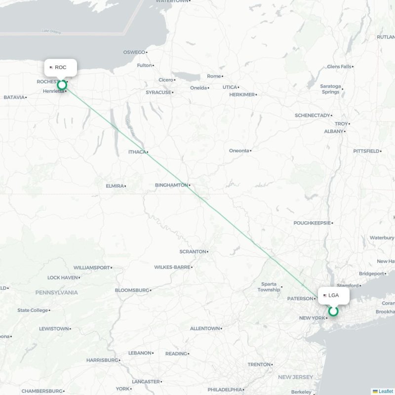 LGA - ROC route map