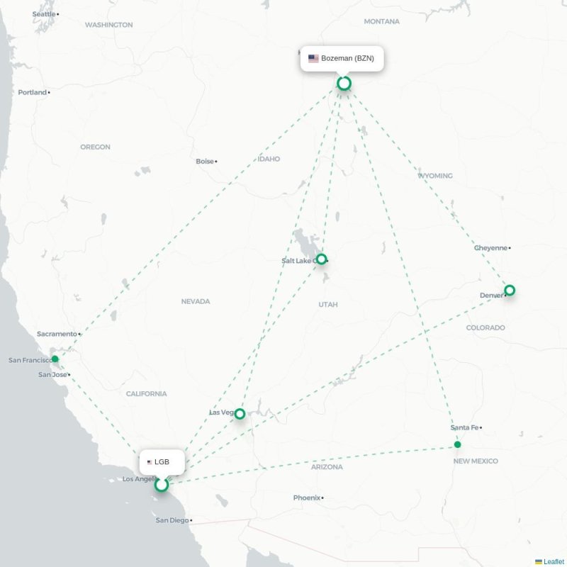 LGB - BZN route map