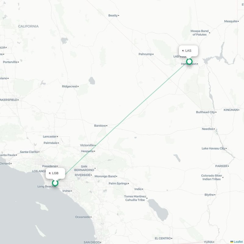 LGB - LAS route map