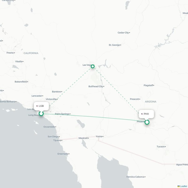 LGB - PHX route map