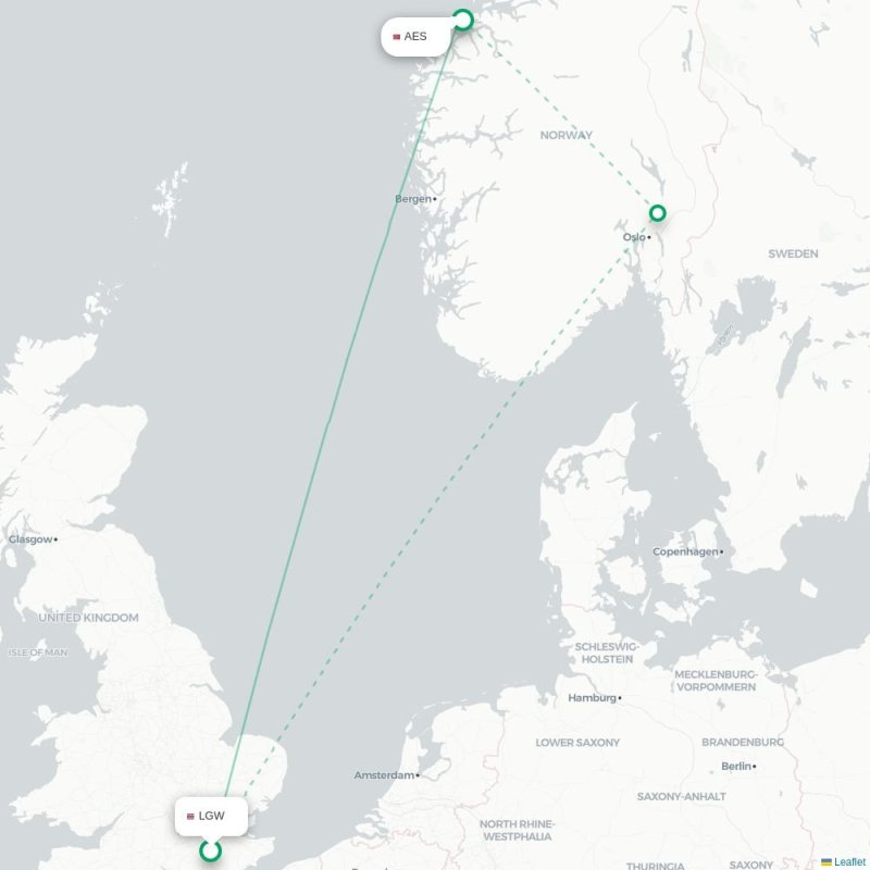 LGW - AES route map