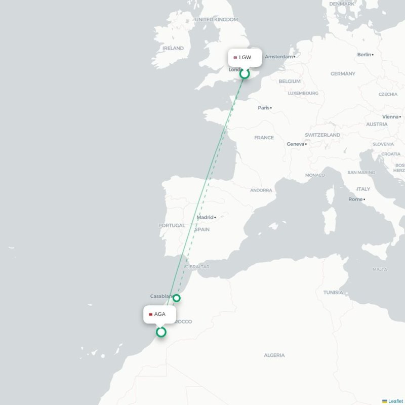 LGW - AGA route map