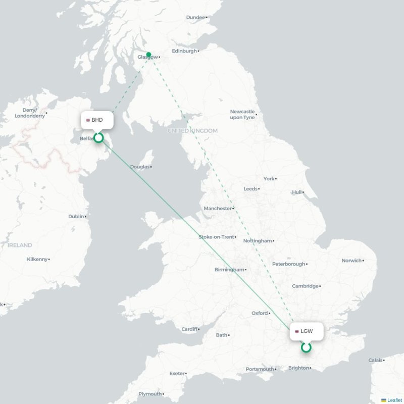 LGW - BHD route map