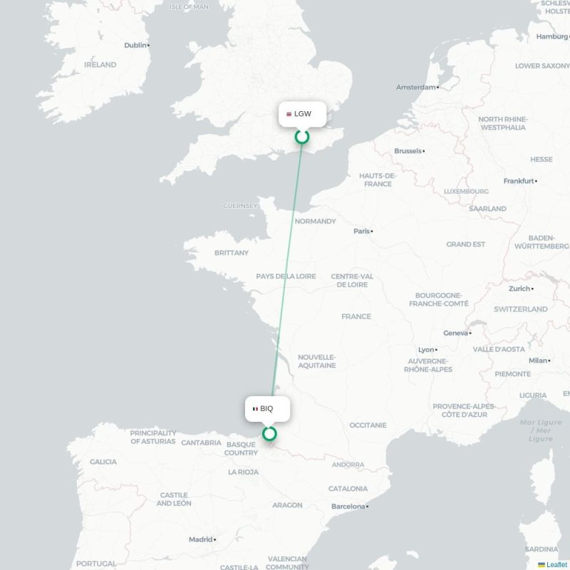 LGW - BIQ route map