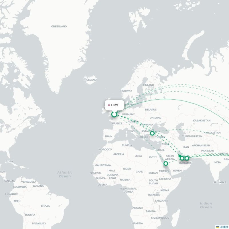 LGW - CAN route map