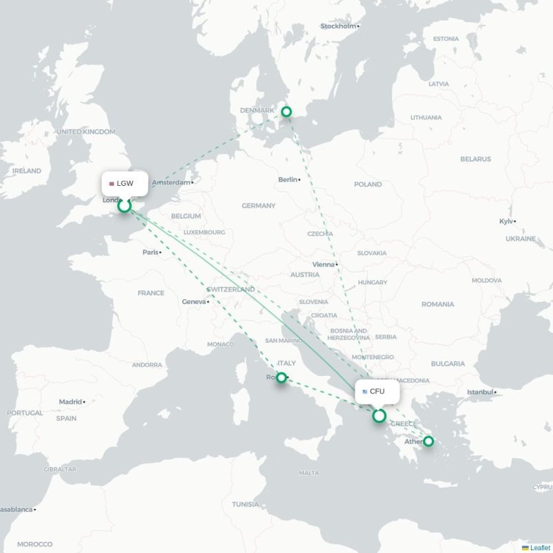 LGW - CFU route map