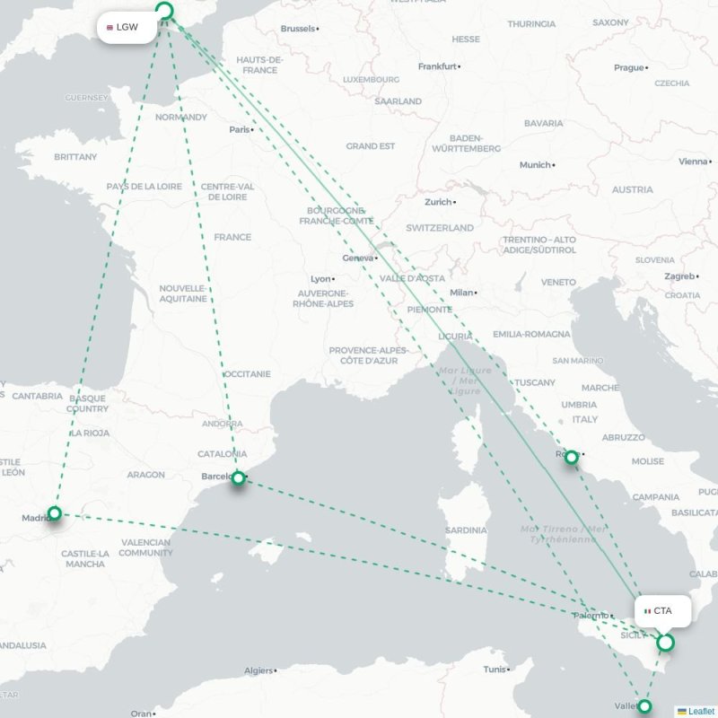 LGW - CTA route map